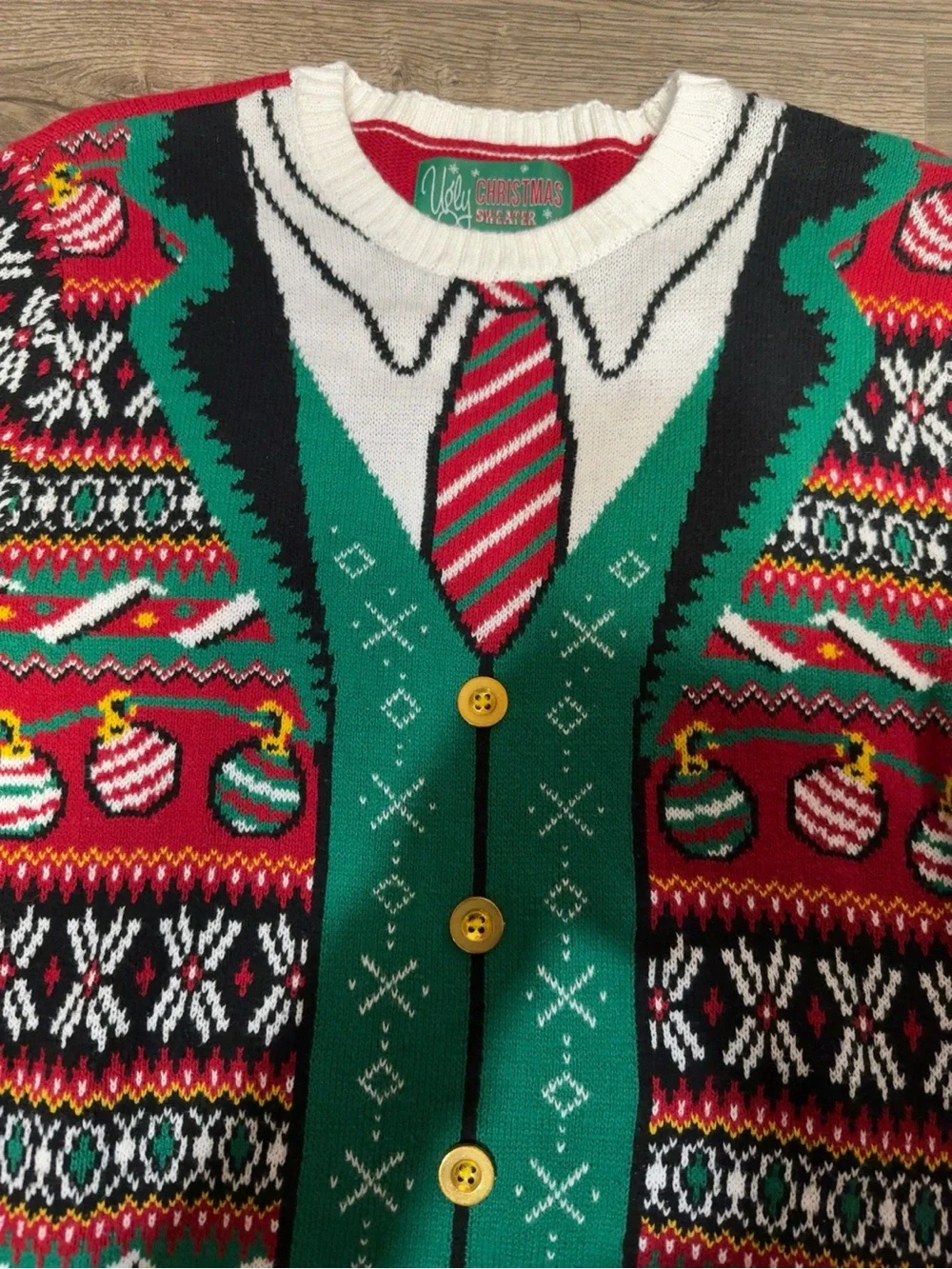 Holiday Novelty Knit Sweater - Green & Red